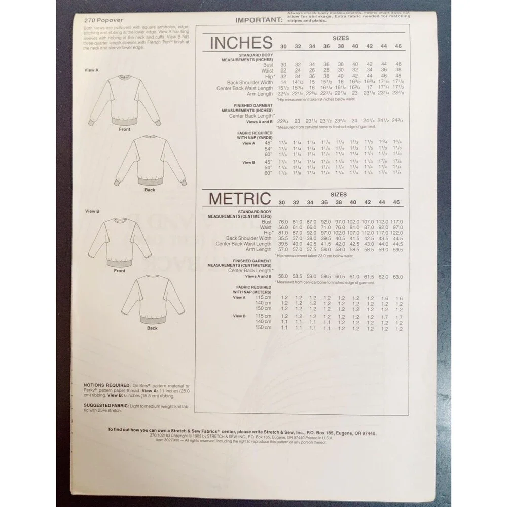 1983 Stretch & Sew Pattern #270 Autographed by 